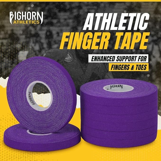 Bighorn Athletics Jiu Jitsu Finger Tape | Residue-Free Athletic Finger Tape for Sports & Injuries: Rock Climbing, Volleyball, Football, Basketball, Hands & Toes | 0.3-Inch x 45-feet, 8-Rolls, Purple