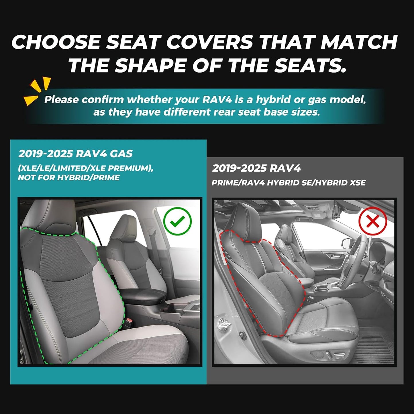 for Toyota RAV4 Seat Covers 2019 2020 2021 2022 2023 2024 2025 RAV 4 LE XLE Limited XLE Premium (Gas not for Hybrid) - Custom Leather Car Seat Covers Full Set - BlackRed