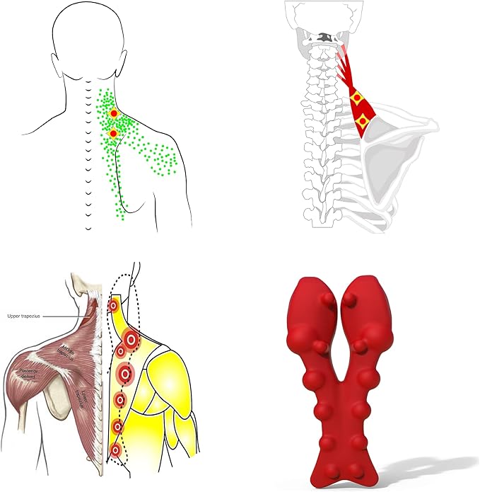 Trapezius Trigger Point Massager, Myofasical Release Neck and Shoulder Pain, Suboccipital Release Tool, Posture Corrector, Relieve Upper Back Pain &Tension Headache
