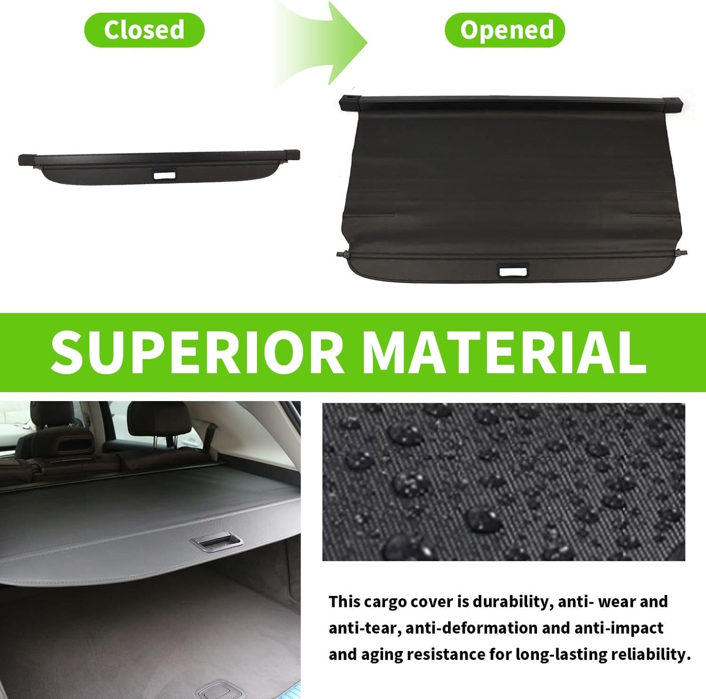 Cargo Cover for Jeep Patriot Compass 2007-2010 2011-2016 Rear Trunk Cover Trunk Security Cover Shielding Shade Car Accessory