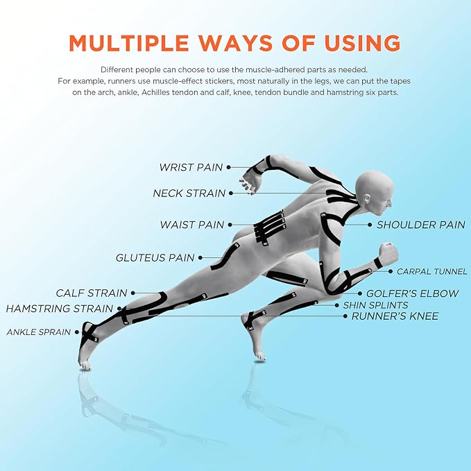 OK TAPE PRO Kinesiology Tape, 2inch x Long Roll 16ft Free Cut Tape, Elastic Athletic Tape Therapeutic Latex Free, 2 Rolls Blue+Blue