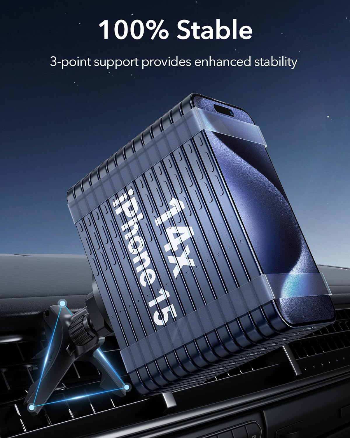 ESR for MagSafe Car Mount, Magnetic Car Phone Holder Mount, Air Vent/Dashboard Magnetic Phone Mount for iPhone 16/15/14/13/12, Galaxy S25, Strong Magnets, Charging Not Supported, Black Carbon Fiber