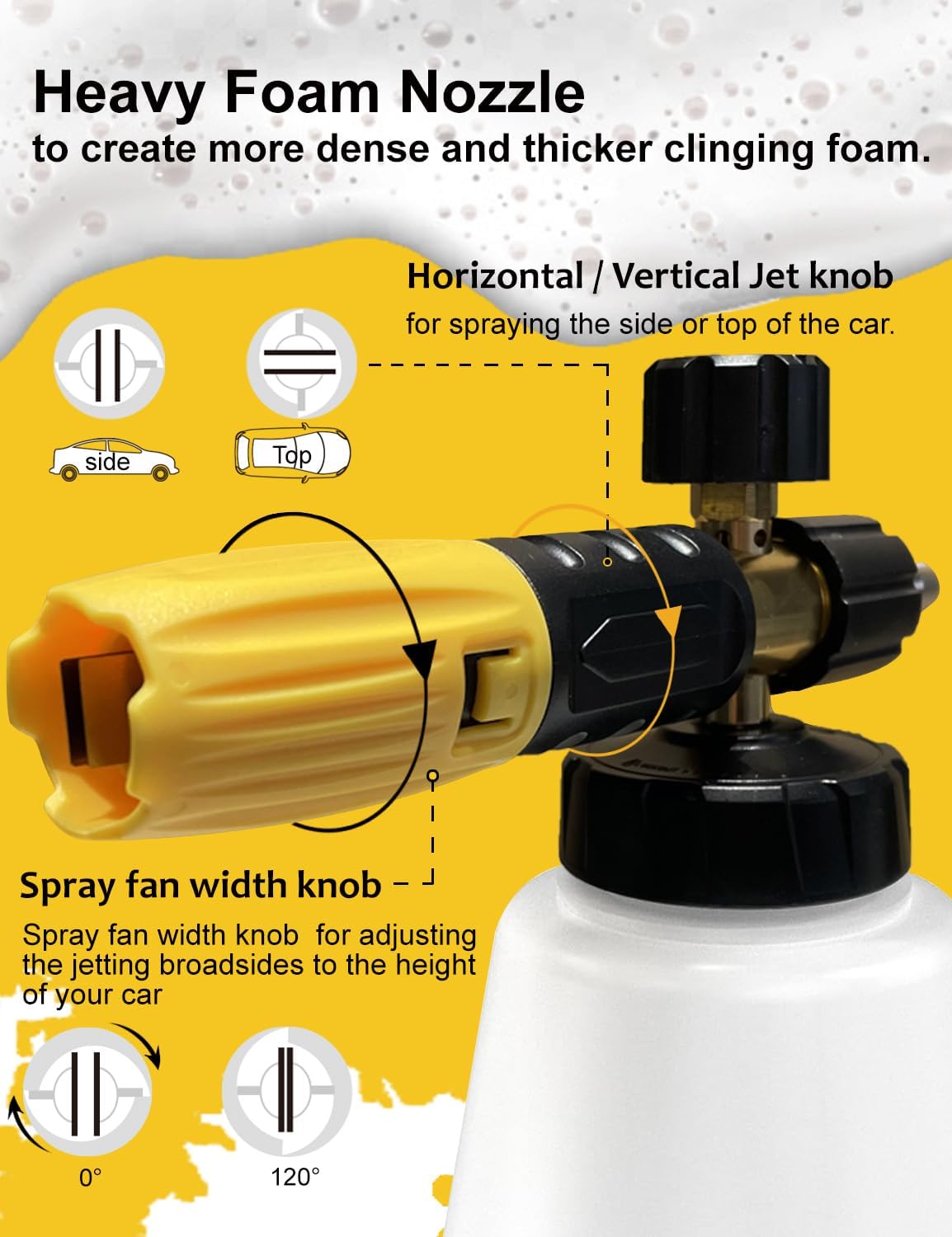 BOSEA Foam Cannon with Pressure Washer Tips and Nozzle Holder, 4000PSI Car Wash Snow Foam Cannon (Wide Mouth) with M22 and 1/4" Quick Connector,1L Bottle