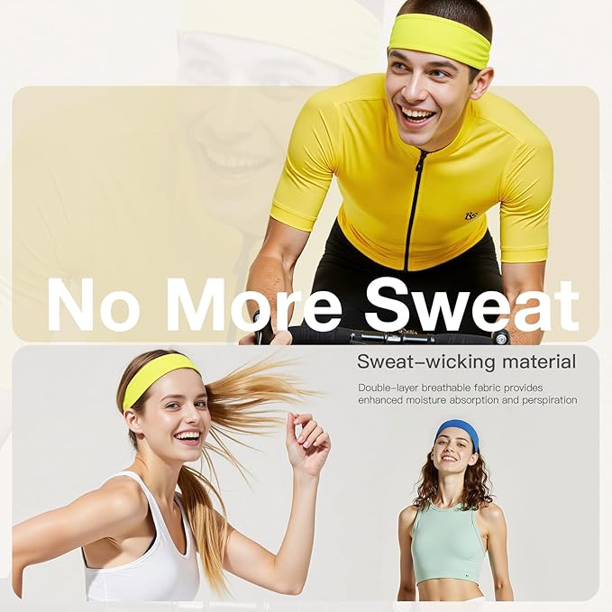 Braylin Men's Headband, 3-Pack Men's Sweatband, Sports Headband for Running, Cycling, Basketball, Fitness Workout, Unisex Headbands