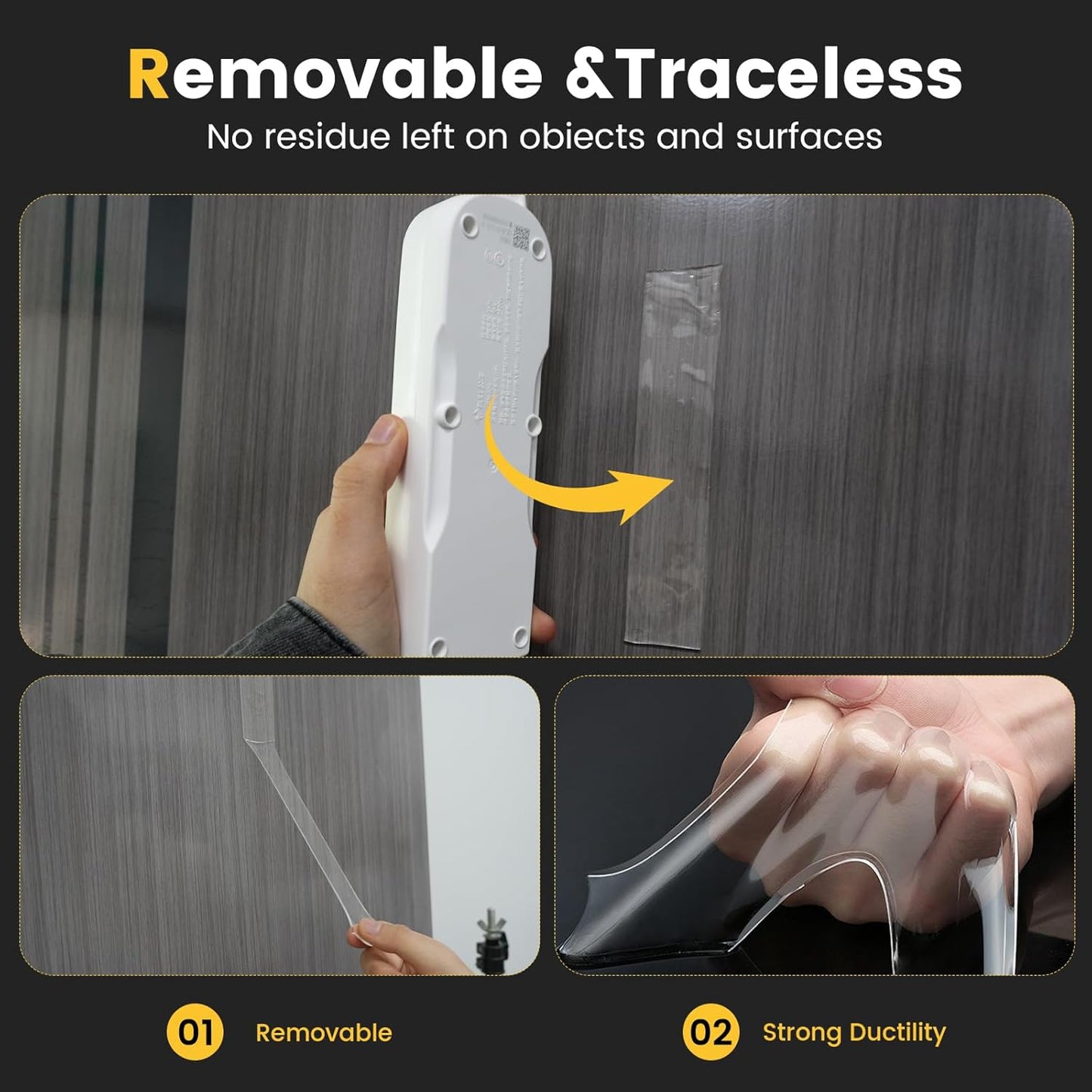 Double Sided Tape Heavy Duty Adhesive Tape Mounting Tape, Wall Sticky for Hanging, Nano Two Sided Tapes Strong Removable Wall Sticky Strips for Car, Home, Office - 19.7FT x 1.18IN