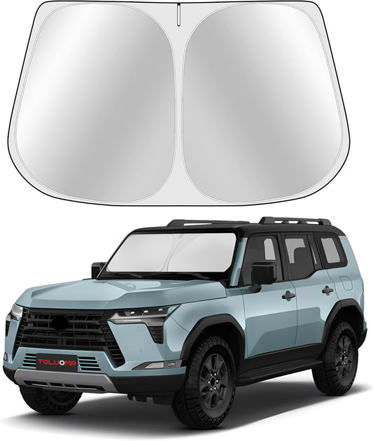 Custom Fit Windshield Sun Shade for Le-xus GX 550 2024-2025 - Full Coverage, 210T Reflective Fabric, Double-Layer Design - Blocks 99% UV Rays, Keeps Car Cool, Easy to Install and Store