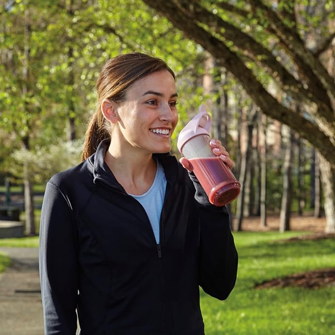 Hamilton Beach Mini Cordless Portable Personal Blender for Shakes and Smoothies, USB Rechargeable, 16 oz. Jar with Leakproof Travel Lid, 6 Stainless Steel Blades, Pink (51181)