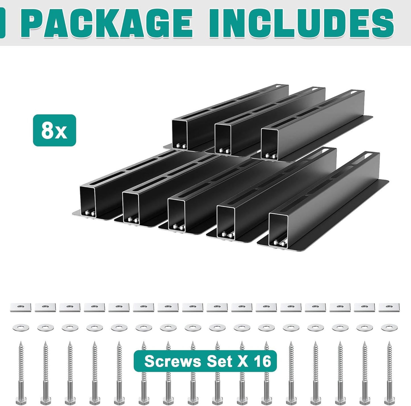EVERHANGER Ceiling Storage Rack, Heavy Duty Overhead Storage Rack for Garage, Adjustable Ceiling Bin Storage System, 8 Sets for 7 Bins, 16 Inch