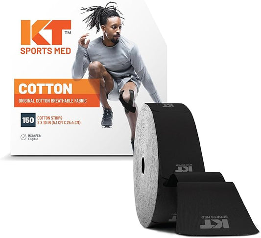 KT Tape, Original Cotton, Elastic Kinesiology Athletic Tape, 150 Precut 10” Strips