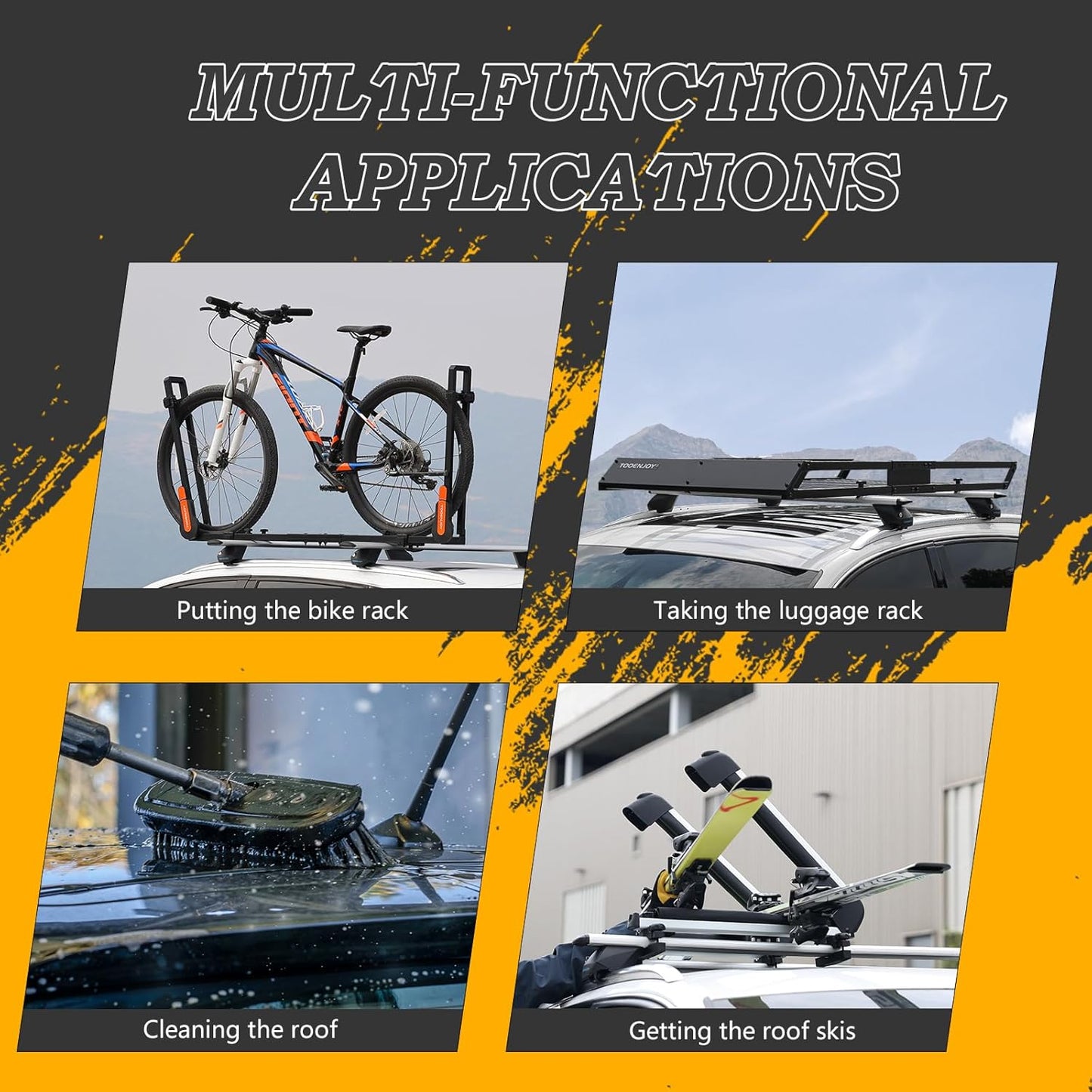 COWVIE Foldable Car Door Step Stand Pedal - Access to Vehicle's Top Roof Both Feet Stand Pedal Ladder for Most SUV Truck Jeep Orange