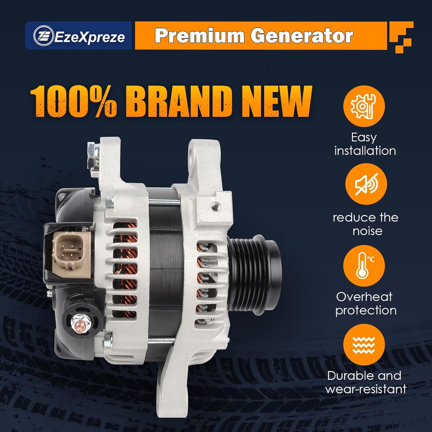 Ezexpreze Alternator 11385N Replacement for 1.8L L4 Toyota Corolla 2009-2011, Matrix 09-10, Pontiac Vibe 09-10, Scion xD 08-14, 6-Groove Clutch Pulley OE#11385, 12897, 270600T040, 0986CR6103, AL3370X