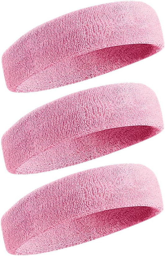 BEACE Sweatbands Sports Headband for Men & Women - Moisture Wicking Athletic Cotton Terry Cloth Sweatband for Tennis, Basketball, Running, Gym, Working Out