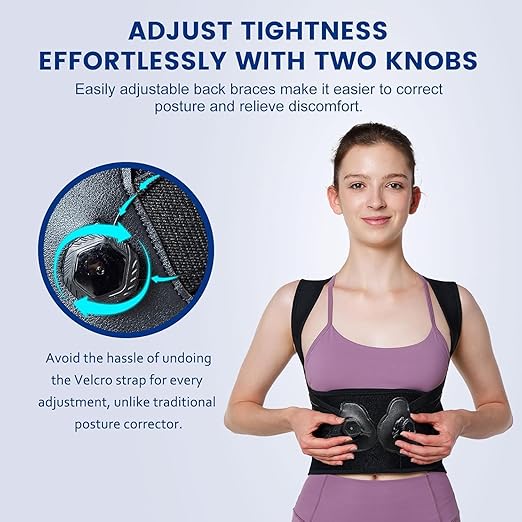 Back Brace Posture Corrector for Women & Men-Knob Adjustable Back Support Straightener-Upper and Lower Back Pain Relief-Scoliosis, Shoulder Posture Corrector- Neck Hump, Thoracic L（28"-35"）
