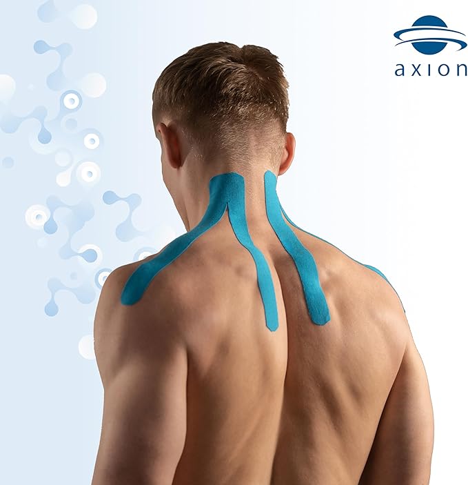 Kinesiology Mixed Set of 3 Units from axion | Different Waterproof Colours | Skin-Friendly Elastic Self-Adhesive Bandage Physio Tape | Ideal for Sports and Everyday Use, Soccer Tape