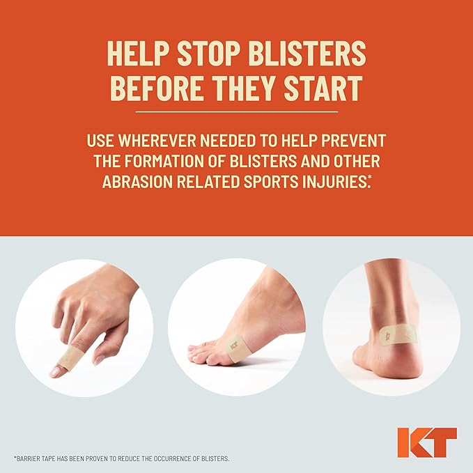 KT Health Blister Prevention Tape – 30 Precut Strips for Blister Protection, Strong Adhesive, Dermatologist Tested, Ideal for Athletes and Active Lifestyles – Beige