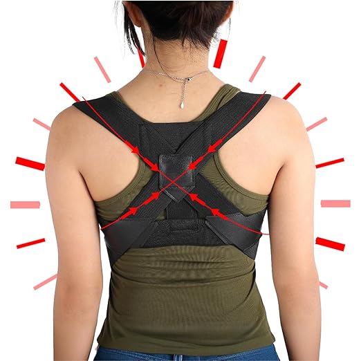 Posture Corrector for Women and Men, Adjustable Shoulder Straightener Support Back Brace Muscle Memory Support Straightener Providing Pain Relief from Neck, Shoulder, And Upper and Lower Back(Black)