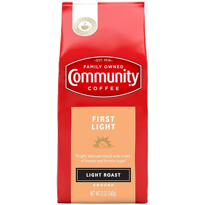 Community Coffee First Light Blend, 12 Ounces Light Roast Ground Coffee, 12 Ounce (Pack of 1)