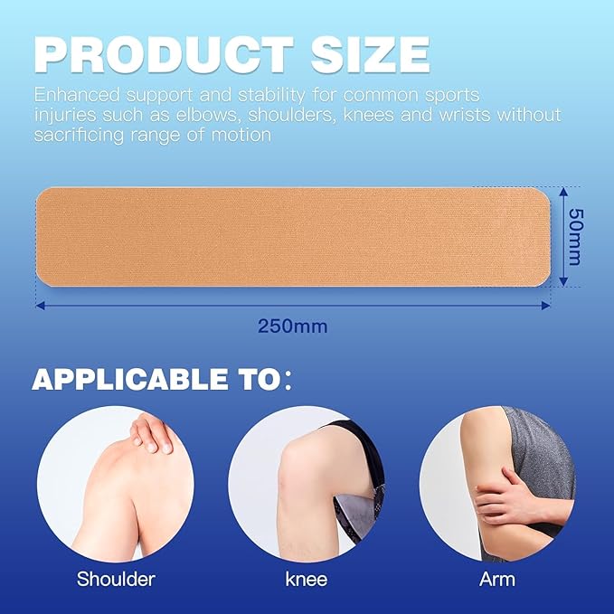 Kinesiology Tape Precut Strips, Athletic Tape 2 inch Wide, Waterproof Kinesiology Tape, Body Tape Kinesiology, Shoulder Tape, Kinetic Tape, Sports Tape Athletic Kinesiology Tape D20 Count