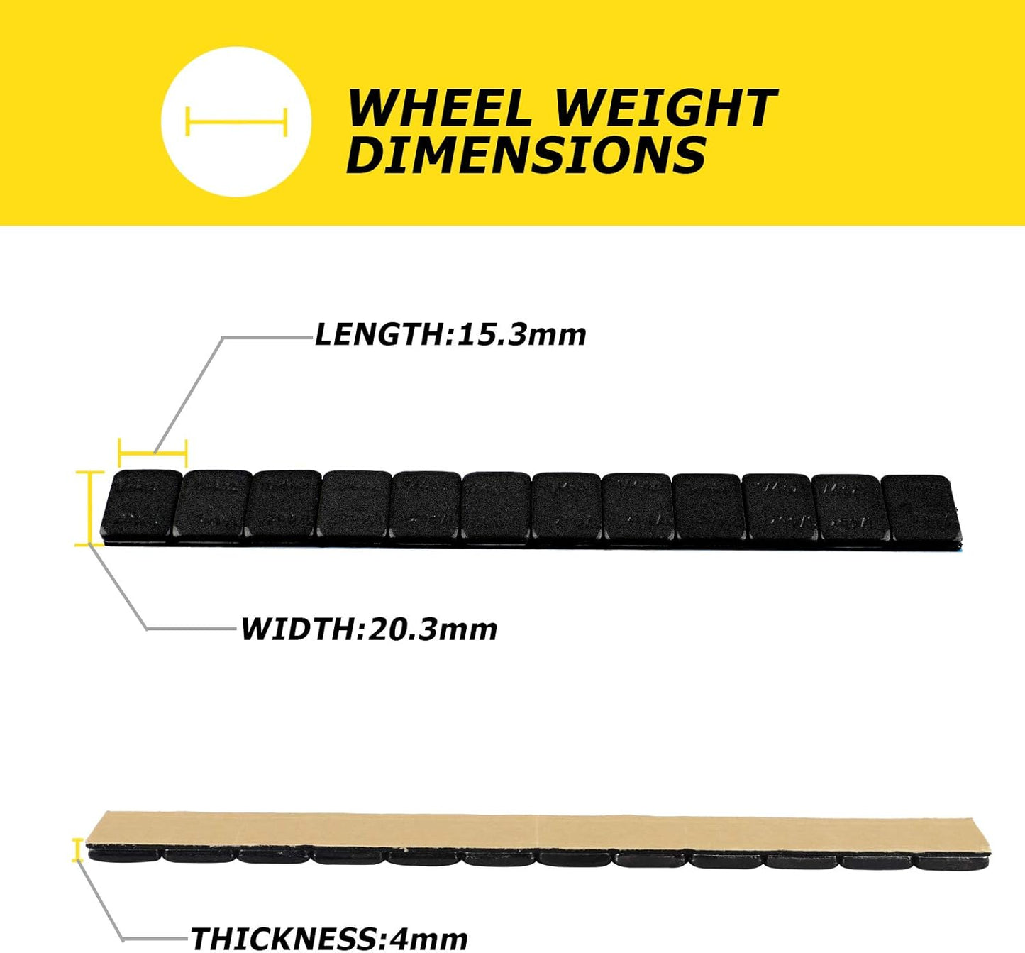 YIZBAP Wheel Weights Black 1/4oz, 72 oz/Box, 288pcs, with Strong Black Adhesive. 0.25 Ounce Stick on Wheel Weights for Cars, Trucks, SUVs, Motorcycle and Others