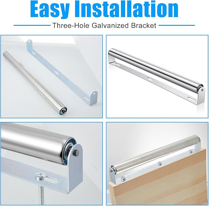 Therwen Boat Trailer Roller with Bracket Set Conveyor Rollers 1.5" Diameter Kayak Roller Metal Roller with Bracket for Transporting Raft Industrial Use