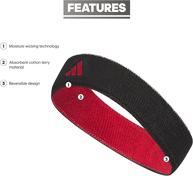 Adidas Unisex-Adult Interval Reversible Elastic Sweat Headband for Men and Women