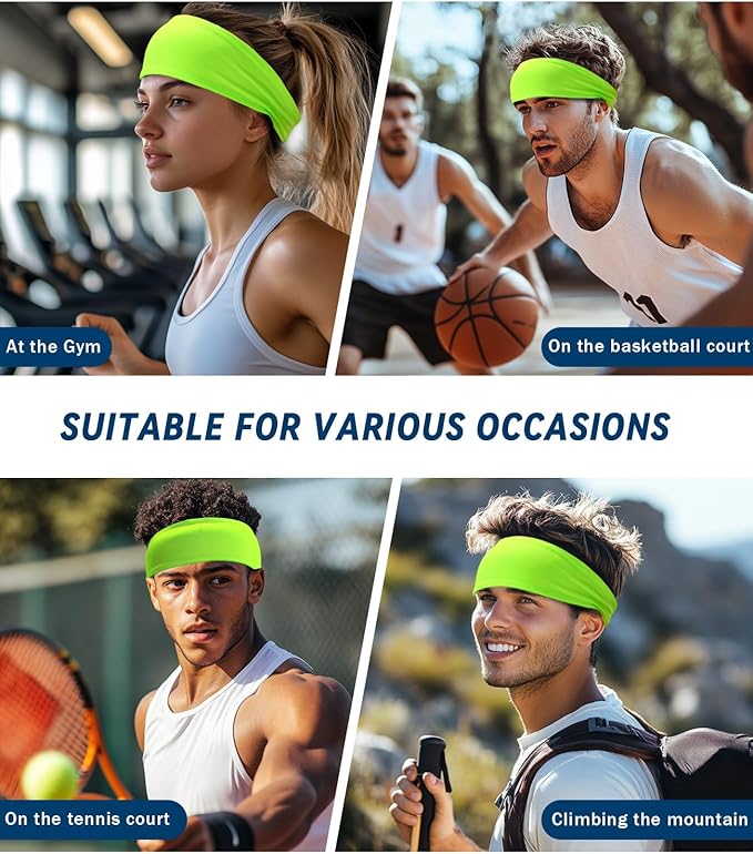 Headband for Men & Women, Sweat Wicking Sports Sweatband Headbands, Workout Running Training Yoga Basketball Hairband
