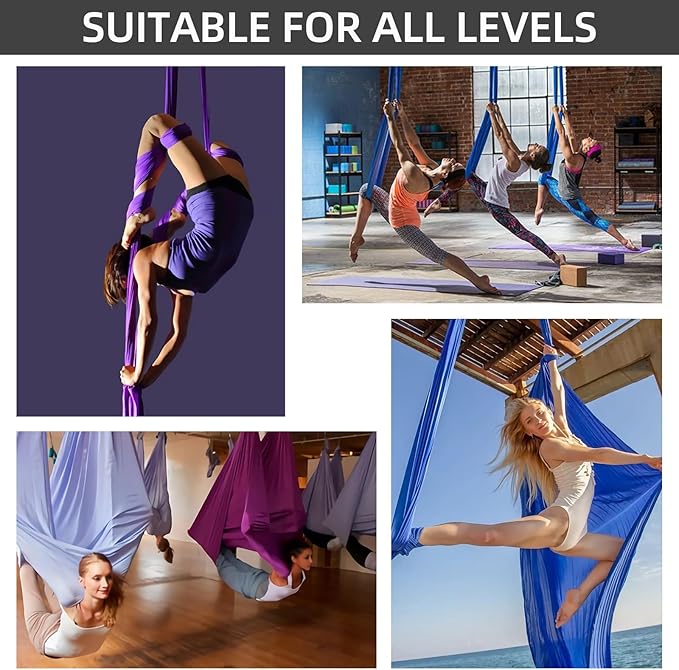 PRIOR FITNESS Aerial Silks Kit Colorful 9/15/20 Yards 40D Nylon Fabric Hammock Set With Hardware & Guide for All Levels Of Aerial Yoga Practice and Acrobatic Flying For Adults Aerial silk