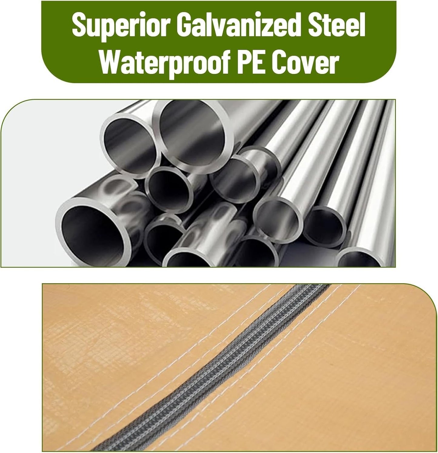 10x20 Ft. Metal Carport Garage with PE Fabric and Galvanized Steel Frame Outdoor Shelter for Cars, Trucks and Boats with 4 Doors and Mesh Windows for Ventilation - Yellow