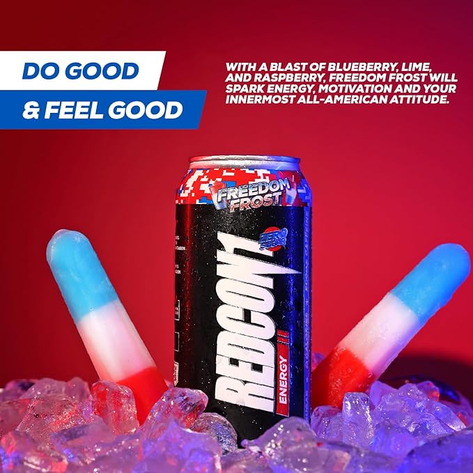 REDCON1 Energy High Performance Drink, Freedom Frost - Zero Sugar Energy Drink with Alpha GPC Nootropic - 200mg Natural Caffeine from Green Coffee Beans - Vitamin B6, B12 & B5 to Boost Mood (12 ct)