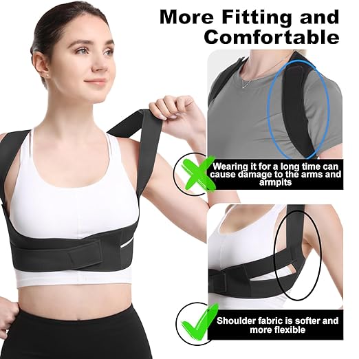 Posture Corrector for Women and Man - Posture Trainer for Neck Hump & Scoliosis Correction | Adjustable, Comfortable, and Pain-Relieving | Ideal for Desk Workers & Long-Term Wear(Large）