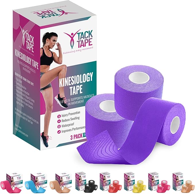 Kinesiology Tape Roll – Athletic Tape 2 Inch, Sports Tape Athletic, K Tape, Kinetic Tape, Sport Tape, kt-Tape, Athletic Tapes & Wraps, Knee Tape, Pregnancy Tape, Trans Tape –Purple3