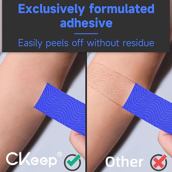 CKeep Uncut Kinesiology Tape(2 Rolls), Original Cotton Elastic Premium Athletic Tape,Latex Free Hypoallergenic, 2inch x 16ft, Blue