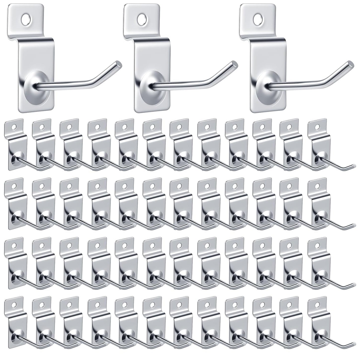 Moxweyeni 100 Pcs Heavy Duty Slatwall Panel Hooks Hanging Metal Slat Wall Hanging Hooks Silver Slat Wall Hanger Commercial Grade Slatwall Pegs Accessories for Shop Retail Display(2inch)