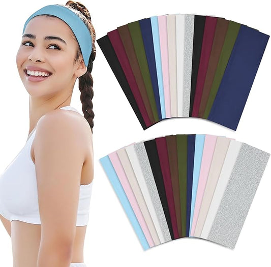 20 Pcs Headbands for Women Non Slip, Soft Milk Silk Cotton Cloth Hair Bands, Hair Accessories for Women, Workout Stretchy Head Bands for Women's Hair for Yoga Running Sports