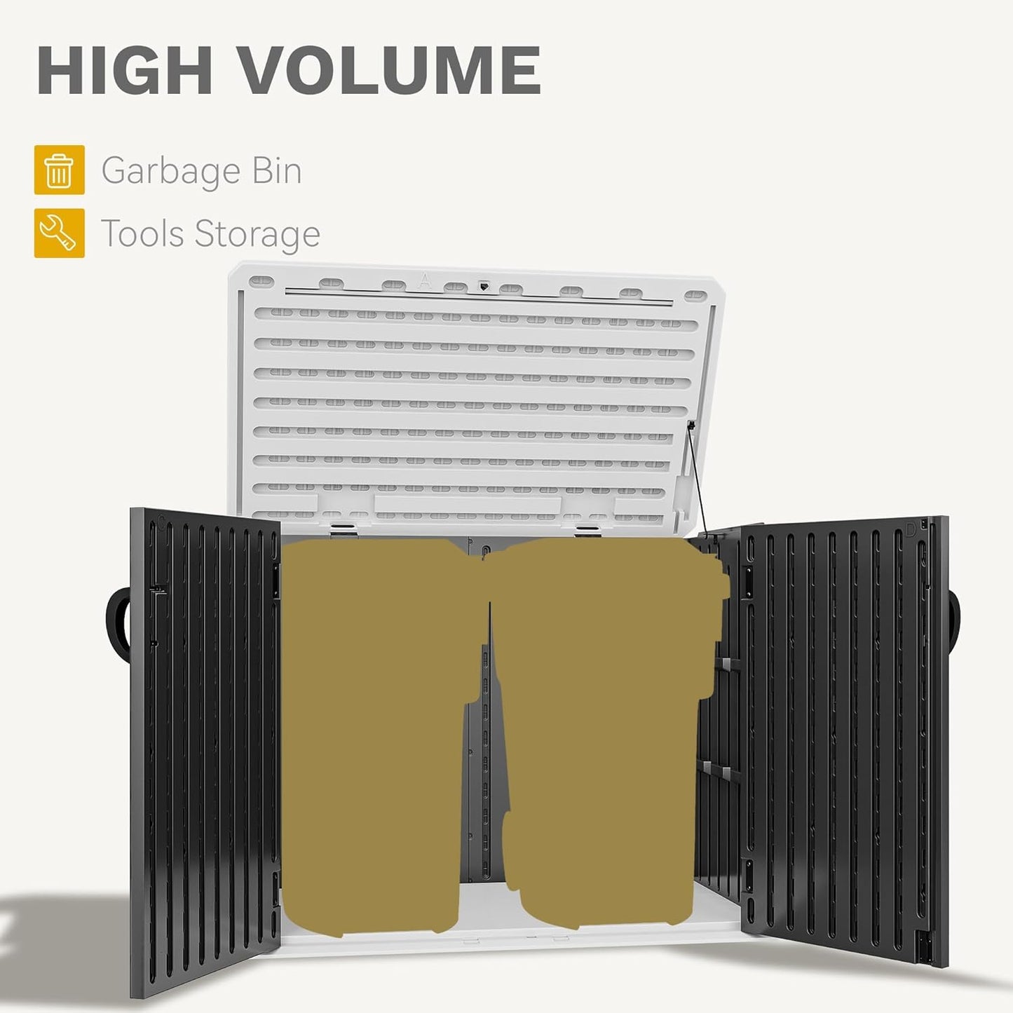 DWVO 35 Cu Ft Storage Shed with Unique X-Shaped Lockable Door, Outdoor Weatherproof Resin Shed Without Shelf for Waste Bins, Bicycles, Gardening & Lawn Equipment, Dark Gray