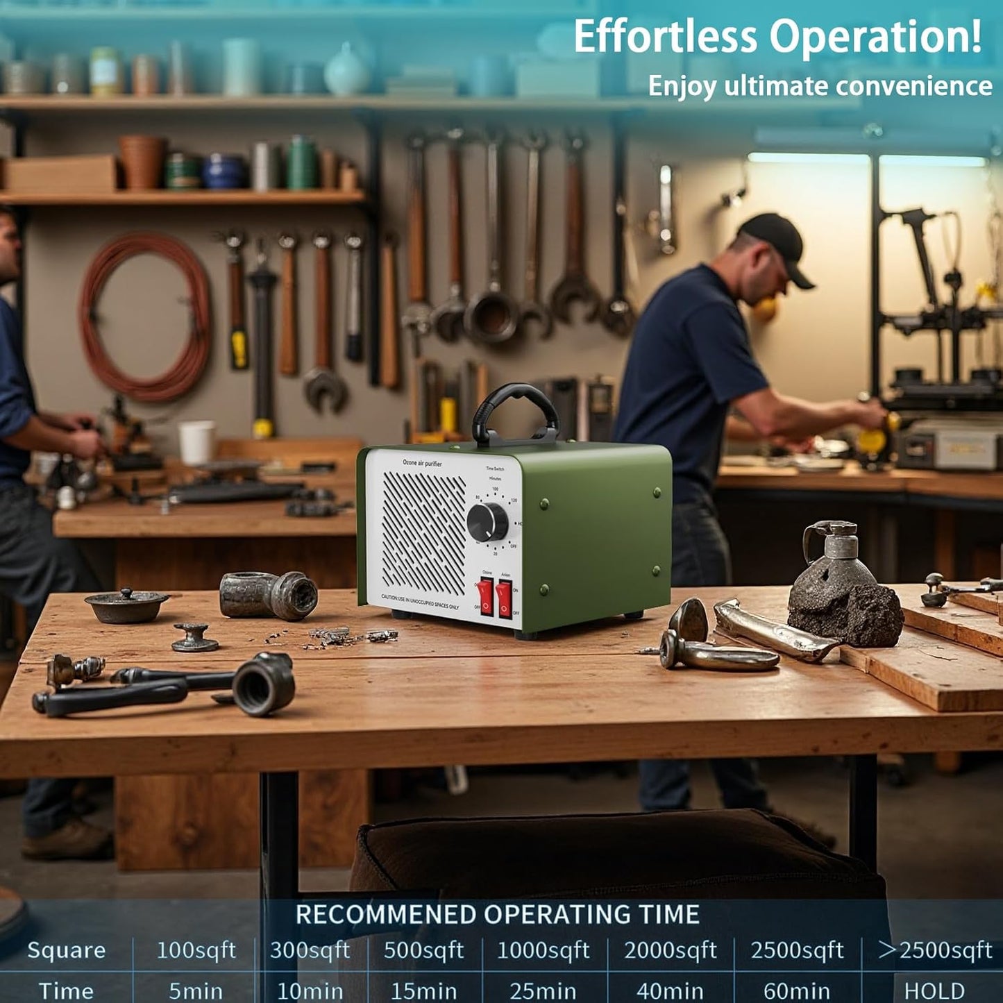 120,000mg/h 0zone Generator High Capacity Ozone Machine & Negative Ion Air Purifier for Home, Car, Pet Odor Removal, O3 Odor Eliminator up to 2,500 Sq. Ft.(Silver)