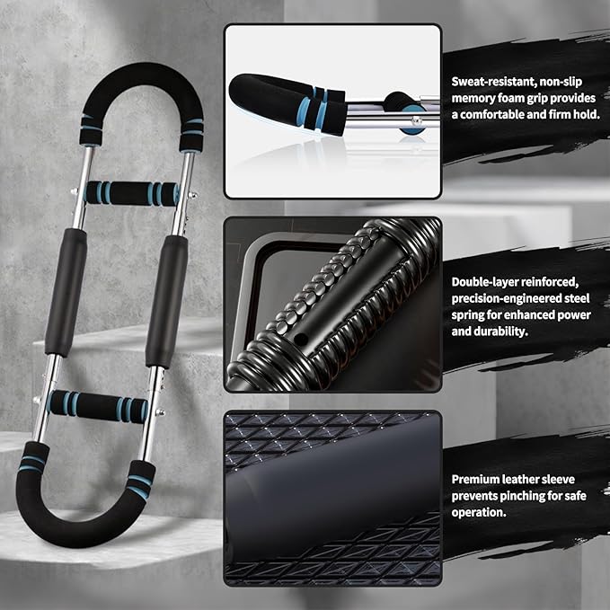 6 Levels Twister Arm Trainer, 40-50-60-75-90-110lb Adjustable Chest Workout Equipment, Portable Power Twister Bar, Body Fitness Machine for Shoulder Back Abdominal Thigh Muscle, Detachable, Men & Women