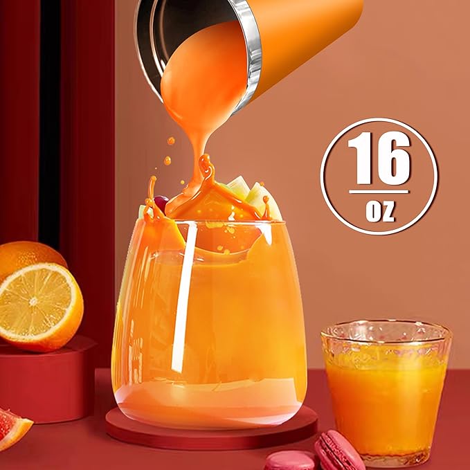 Wamife Portable Blender 16 oz personal blender-for Portable Blender for Shakes and Smoothies,USB-C Rechargeable,Durable Stainless Steel Blades for Powerful Blending Performance,for office gym-Orange