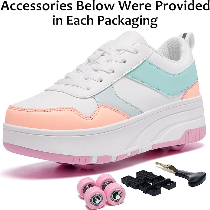 Roller Skate Shoes for Kids Girls Boys Detachable Wheeled Fashion Sneakers