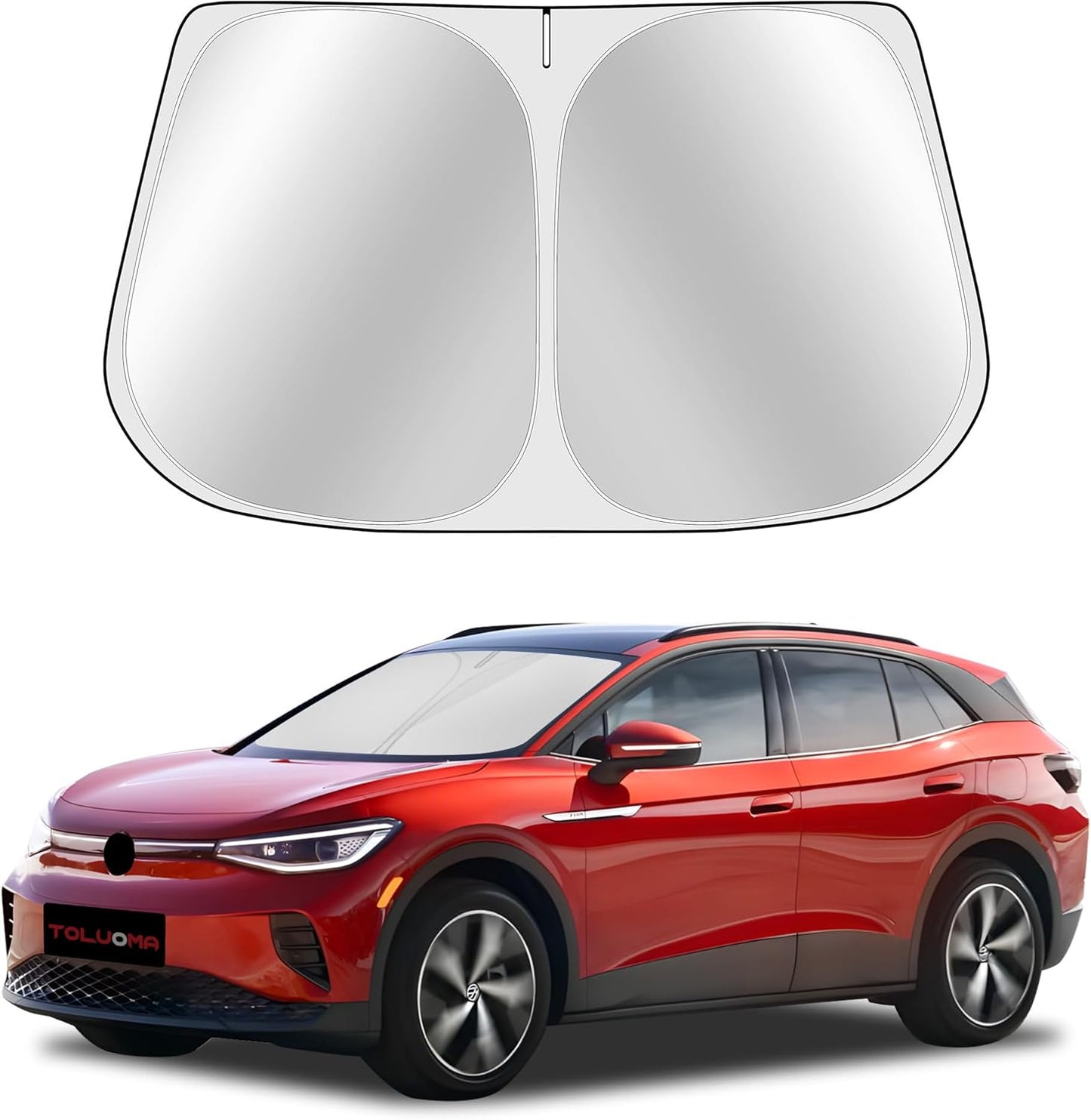 Custom Fit Windshield Sun Shade for VW ID.4 2021-2025 - Full Coverage, 210T Reflective Fabric, Double-Layer Design - Blocks 99% UV Rays, Keeps Car Cool, Easy to Install and Store