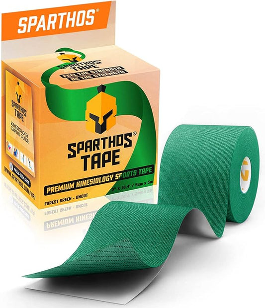 Sparthos Kinesiology Tape - Incredible Support for Athletic Sports and Recovery - Free Kinesiology Taping Guide! - Uncut 2 inch x 16.4 feet Roll