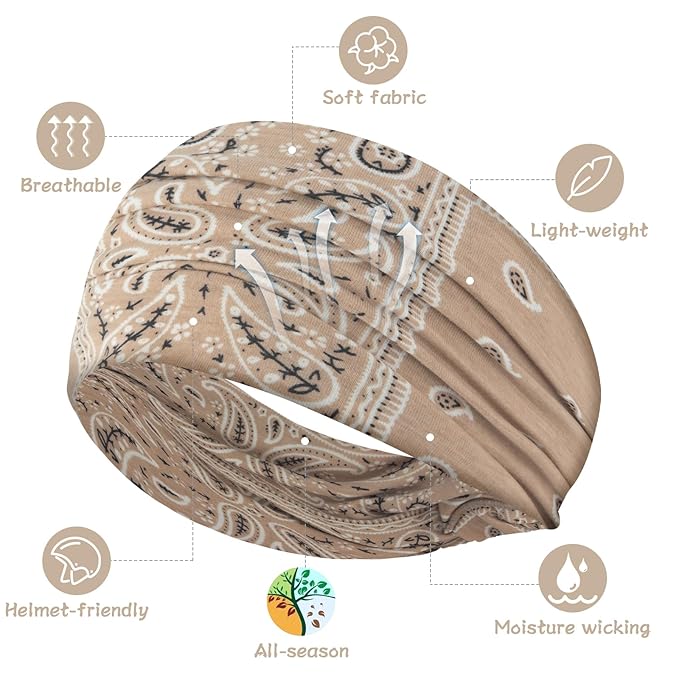 S&N Remille Wide Headbands for Women, Large Hairband, Elastic Non-Slip Headband Twist Knotted Accessories, Yoga Workout Vintage Hair 3 Pack (Colour-10)