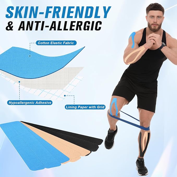 Waterproof Breathable Athletic Elastic Sports & Weightlifting Tape, Injury Recovery-Muscle Strain Relief & Joint Support(3 Colors Mixed) (Y-Shaped)