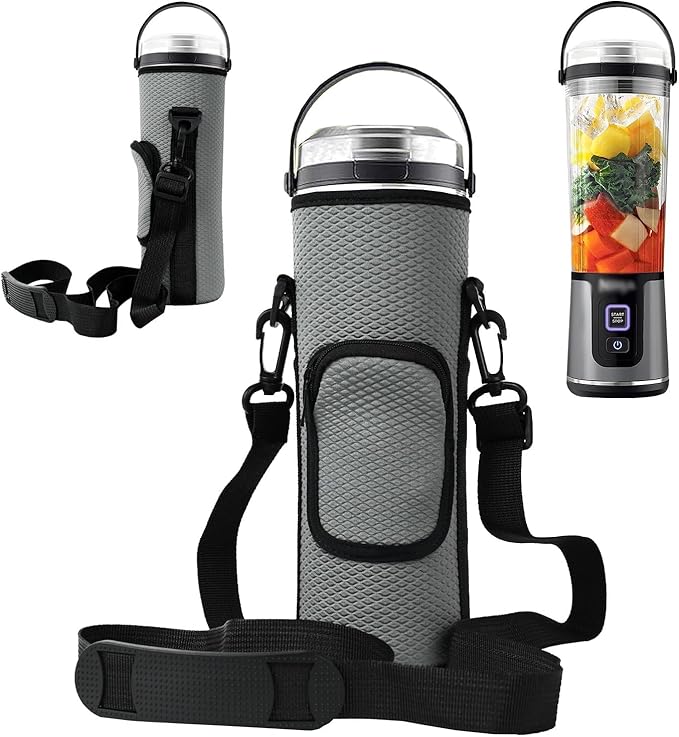 Storage Bag for Ninja Portable Blender Dust Cover Sleeve with Shoulder Strap, Accessory Pocket for Ninja BC151NV/BC51NV/BC151BK/BC151CR/BC151EM/ BC151PR/BC151WH/BC155PS Portable Blender (Grey Lozenge)