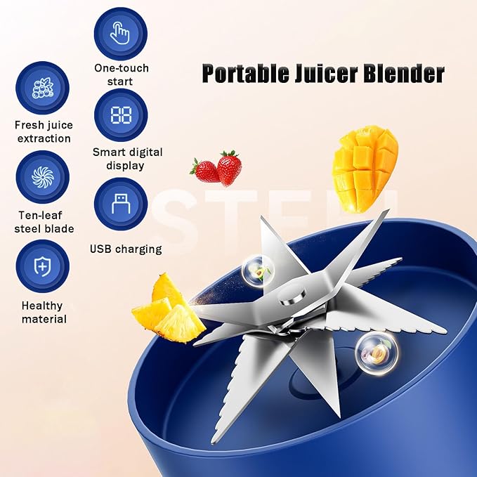 Juice Cup Blender Portable,Multifunctional Portable Juicer Cup,Portable Juicer Cup with Digital Display, Small Travel Blender for Shakes and Smoothies (Green)