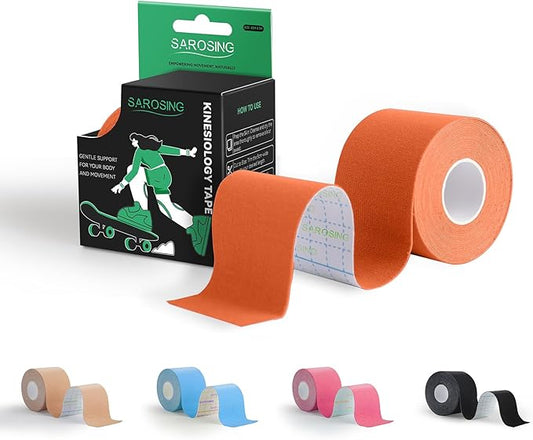 Kinesiology Tape for Knees | Sports Tape,Kinetic Tape, Elastic Athletic Tape for Protecting Knees, Shoulders | Waterproof Physio Tape and Hypoallergenic| 2" x 16 ft,Orange