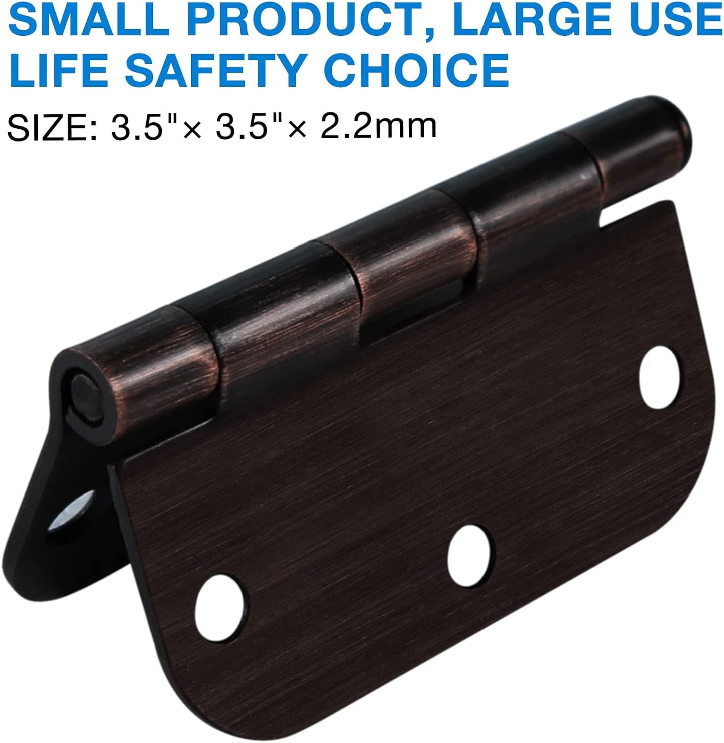 6 Pack Oil Rubbed Bronze Door Hinges 3.5" x 3 1/2 Inch Black Brushed Interior Hinge Rounded 5/8" Radius Corner 3 ½"Iron Residential Standard Bedroom Bifold Single Double Doors Hardware Kit