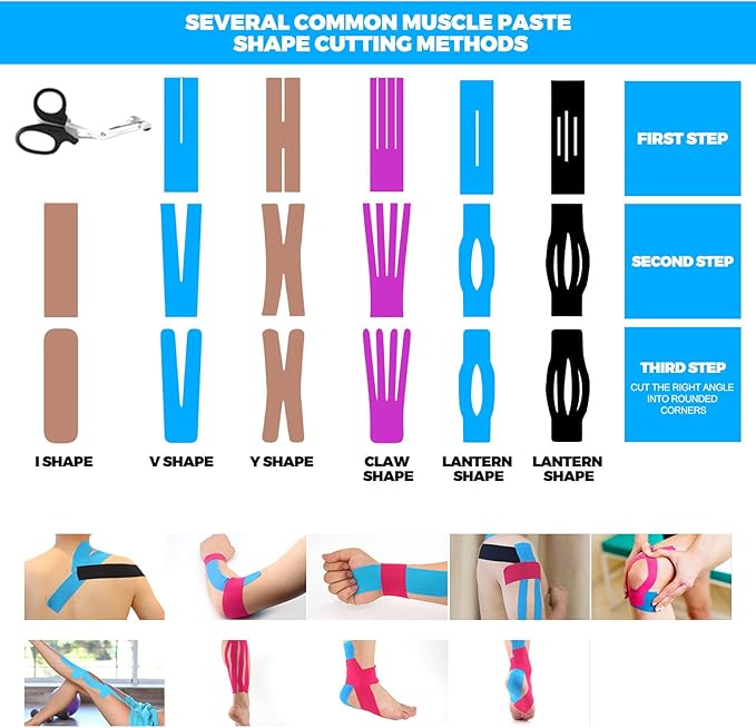 Kinesiology Tape Elastic Kinesiology Therapeutic Tape Athletic Tape Breathable Sports Uncut Tape Therapy Recovery for Knee Pain, Elbow, Shoulder Muscle and Joint Support 2 Inch x 16.5 feet