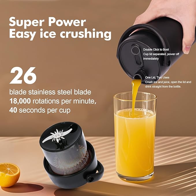 Portable Blender for Smoothies, Travel Blender, Cordless, with Insulated Cup