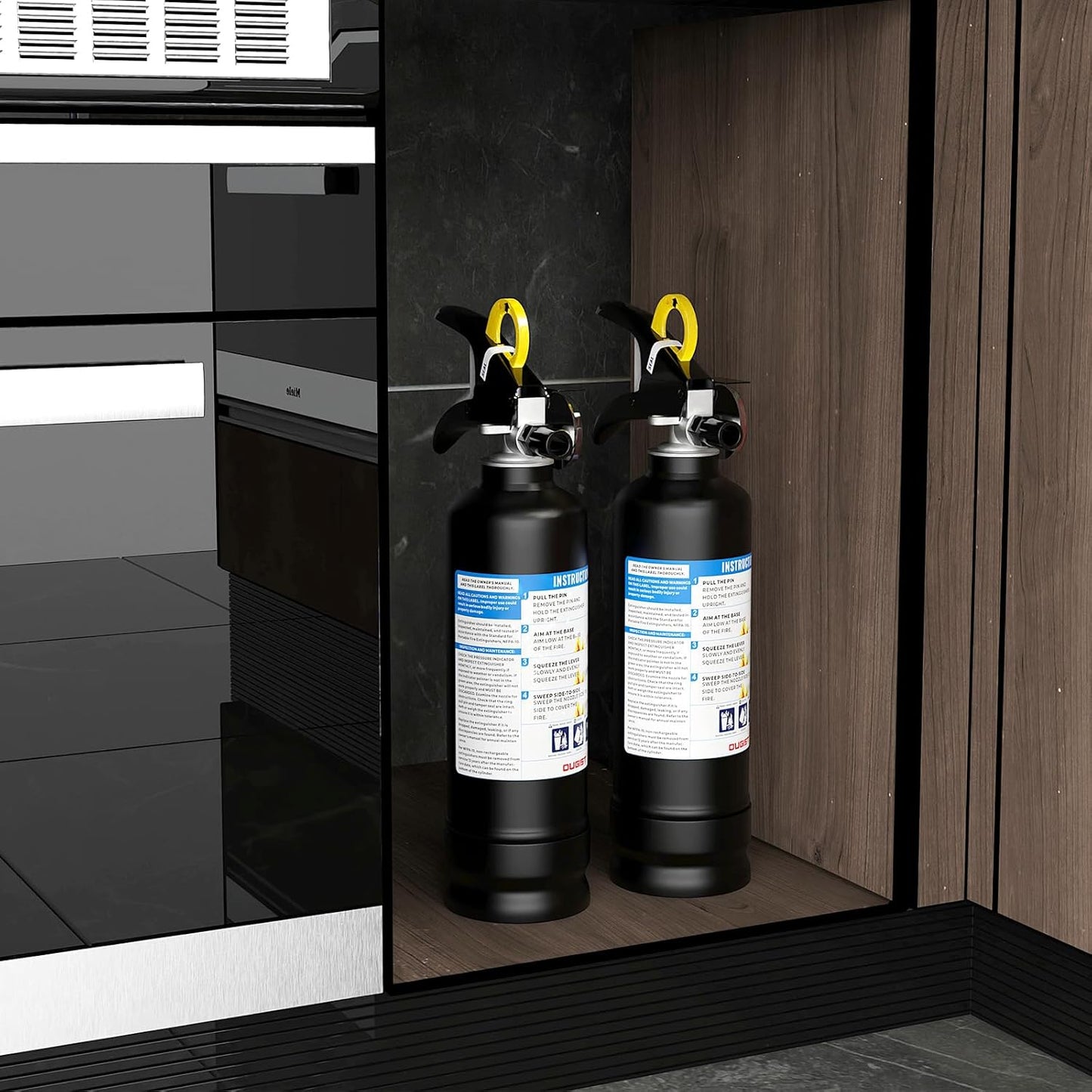 ABC Dry Powder Fire Extinguisher, 2.5 lb – 1-A:10-B:C Rated, Fire Extinguisher for Home, Kitchen, Office & Vehicle, Fire Extinguisher with Easy-Grip Handle & Quick Release, Model FF1KG,Black